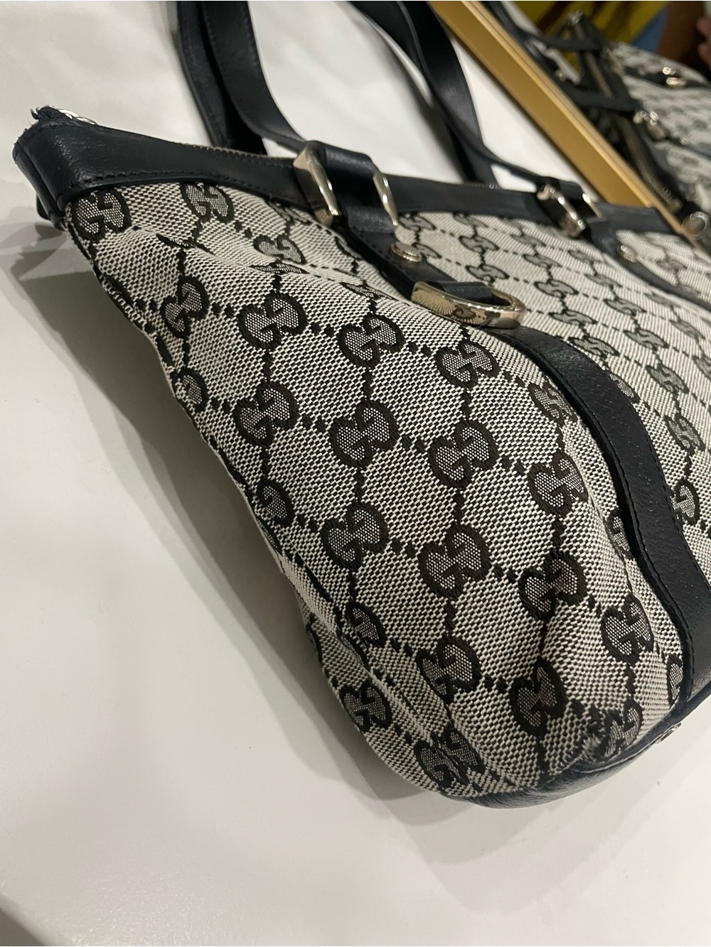 Gucci Black & Beige GG Canvas Tote Bag - Picture 9 of 16